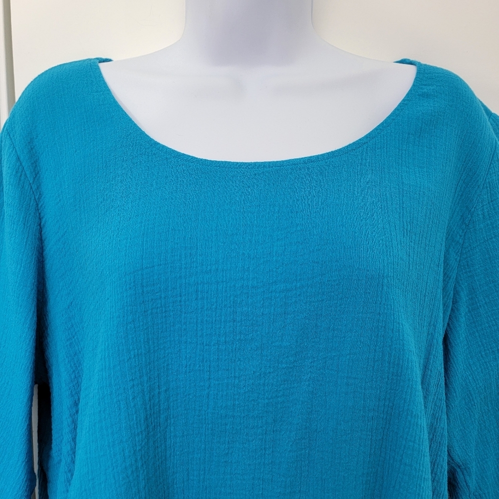 Soft Surroundings Siesta Key Layered Tunic Bright Blue Lettuce Hem Large - Picture 2 of 10